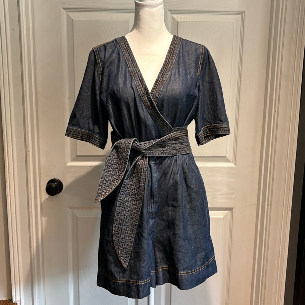 Pilcro Jean Romper - Anthropologie Size 10 - Picture 2 of 6